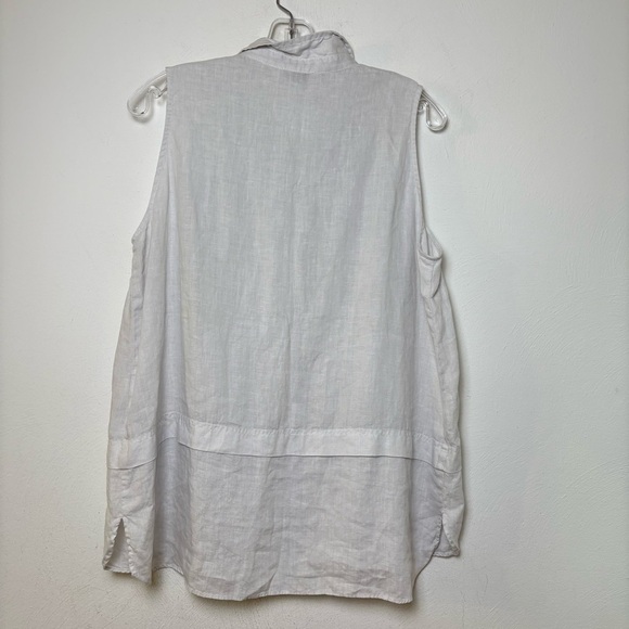 ROSSO35 Made in Italy Linen Ethereal Light Grey Button Down Tunic Sleeveless Top - Picture 7 of 16